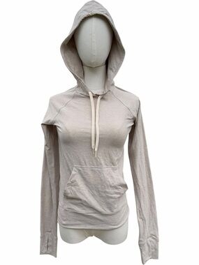 Outdoor Voices Cloudknit Hoodie Beige XS Lightweight Athleisure Minimal Pullover